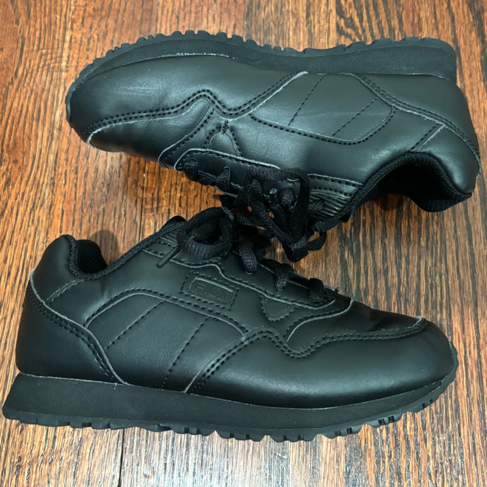 Kids Black Fila Sneakers